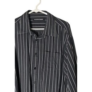CARBON‎ BLACK Mens Striped Long Sleeve Button Down Shirt XXL Black White Cotton